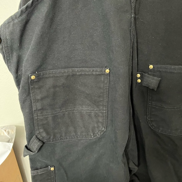 Carhartt Men's Overalls Romper Jumpsuit Bib Pants Black Canvas Jeans - Picture 4 of 16